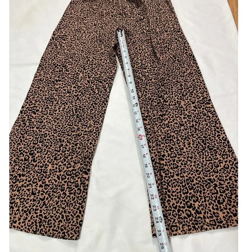 Reformation Womens 0 Jackie Leopard Linen Cropped Belted Wide Leg Pants Beachy